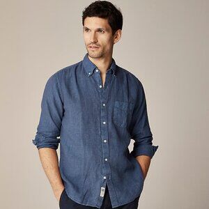 J. Crew Baird McNutt garment-dyed Irish linen shirt (Indigo)